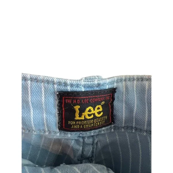Lee Blue Jean Shorts Denim White Pin Striped Women's Size 10 NWT Mid Rise - Picture 3 of 5